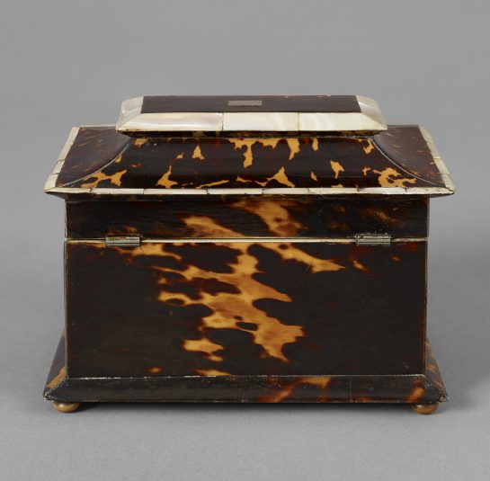 Rare Tortoise-Shell and Mother of Pearl Tea Caddy